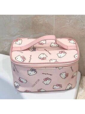 Hello Kitty Pink Makeup Bag Cosmetic Organizer Travel Toiletry Case w/ Handle